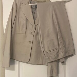Ann Taylor Factory Beige Two-Piece Blazer & Pants Suit